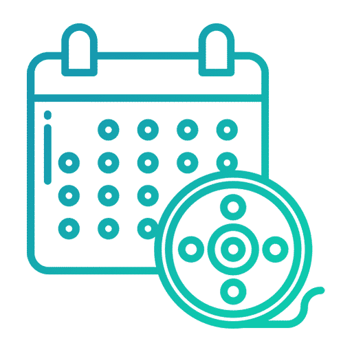 icon-event Une icone vert bleuté représentant un calentrier évènementiel.