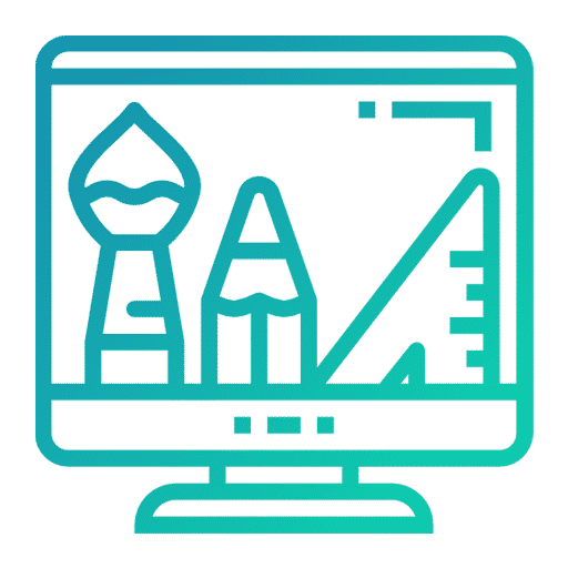 Design graphique Une icone vert bleuté représentant le web design.